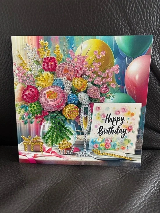 1 Handcrafted Rhinestone Embellished Floral Birthday Card - pick 1 - Picture 7 of 11